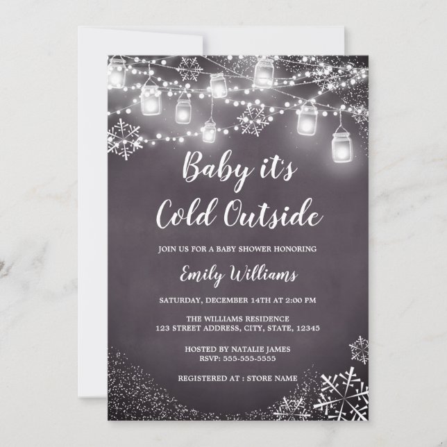 Invitación Ducha De Bebé Bebé hace frío afuera Invierno (Anverso)