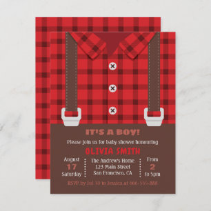 Invitación Ducha de bebé bebé rojo con búfalo rojo