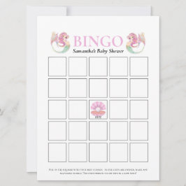 Invitación Ducha de bebé Bingo de sirena bajo el mar Rosa