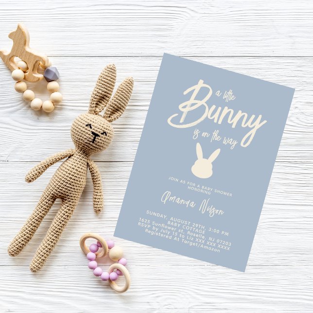 Invitación Ducha de bebé Blue Bunny Modern Boy (Subido por el creador)