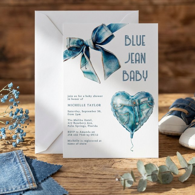 Invitación Ducha de Bebé Blue Jean Baby Denim (Subido por el creador)