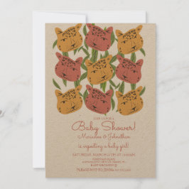 Invitación Ducha de Bebé Boho Animal Gato Guepardo Safari 