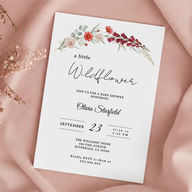 Invitación ducha de bebé boho baby shower floral rojo ducha d (Subido por el creador)