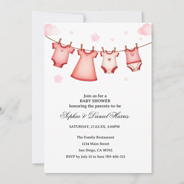 Invitación Ducha de Bebé Boho Bear (Anverso)