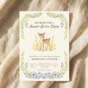 Invitación ducha de bebé boho bosque ciervo vegetación
