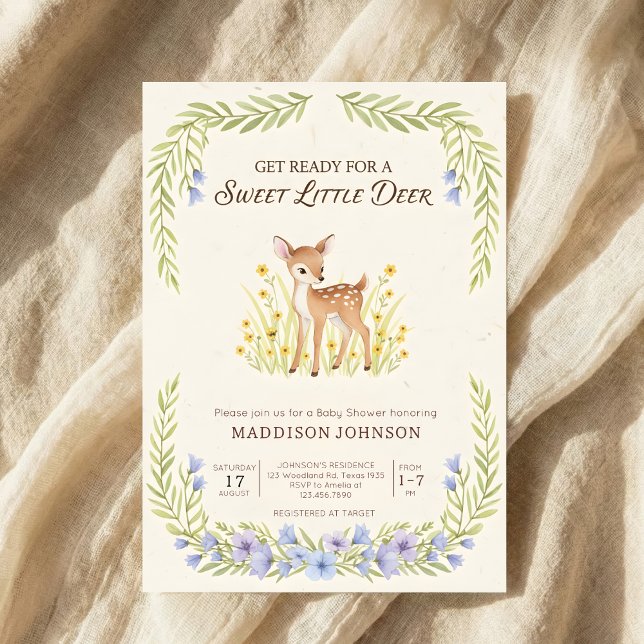 Invitación ducha de bebé boho bosque ciervo vegetación (Subido por el creador)