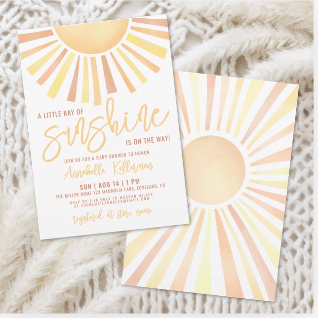Invitación Ducha de Bebé Boho de Sol Brillante (Sunshine Boho Sun Baby Shower Invitation)