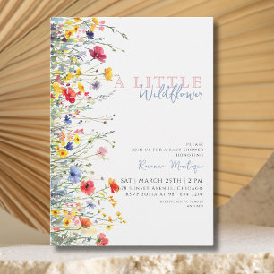Invitación Ducha de bebé boho floral colorida Pequeña Flor Si