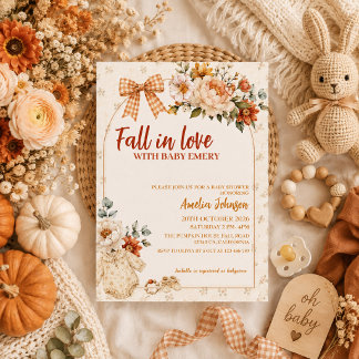 Invitación Ducha de bebé boho floral de calabaza enamorándose