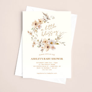 Invitación Ducha de bebé Boho Flores Silvestres Bendiciones