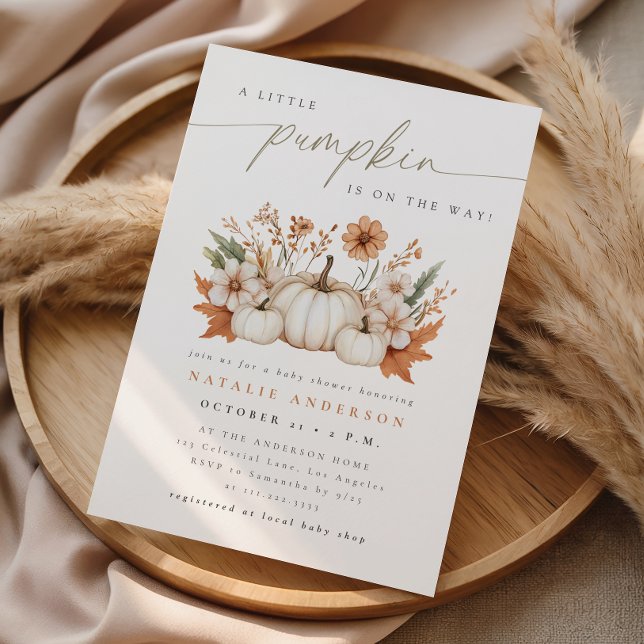 Invitación Ducha de bebé Boho Little Pumpkin Otoño (Subido por el creador)