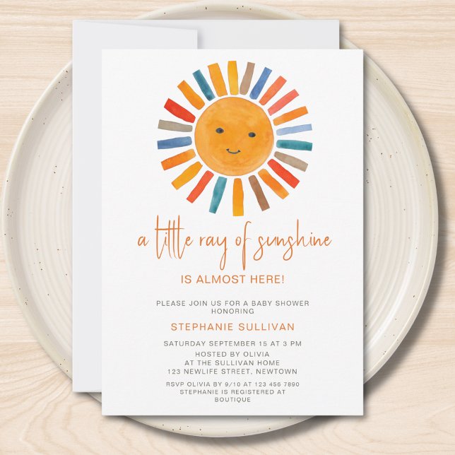 Invitación Ducha de bebé boho Little Ray of Sunshine (Subido por el creador)