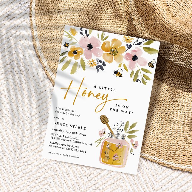 Invitación Ducha de Bebé Boho Pequeña Abeja Mielera (Subido por el creador)