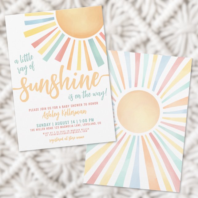 Invitación Ducha de Bebé Boho Sol Radiante (Sunshine Boho Sun Baby Shower Invitation)