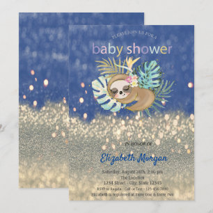 Invitación Ducha de Bebé Bokeh Brillante Perezoso Dormido