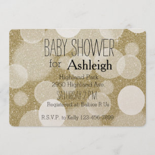 Invitación Ducha de bebé Bokeh, Purpurina de oro
