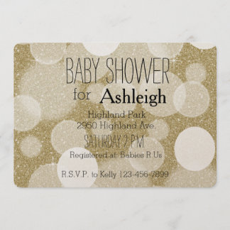 Invitación Ducha de bebé Bokeh, Purpurina de oro