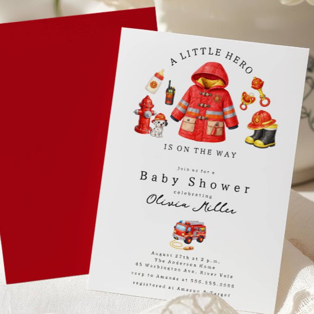 Invitación Ducha de bebé Bomberito Héroe (Subido por el creador)