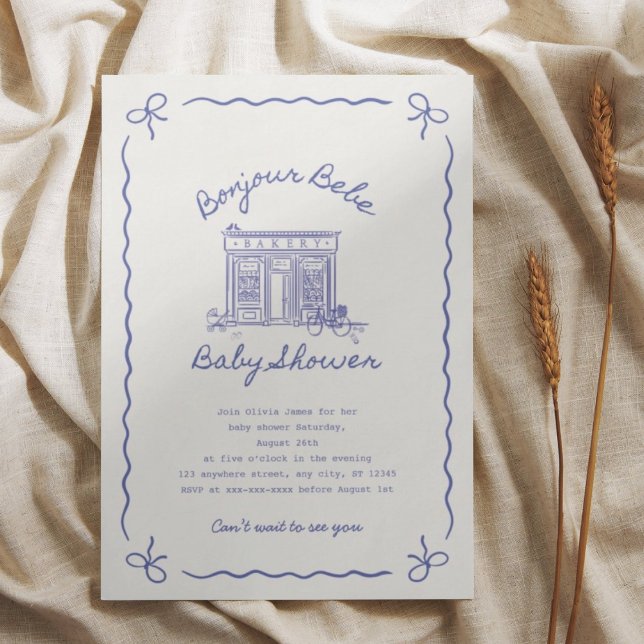 Invitación Ducha de bebé Bonjour Bebe Francesa (Subido por el creador)
