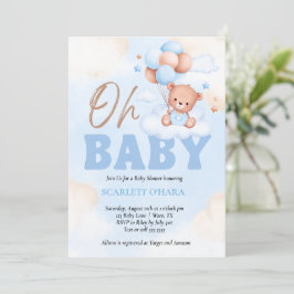 Invitación Ducha de bebé bosque adorable oso azul