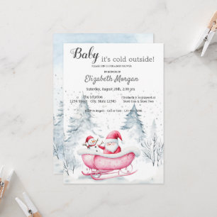 Invitación Ducha de bebé Bosque Invernal Ilusión Papá Noel