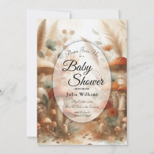Invitación Ducha de Bebé Bosque Mágico de Terracota