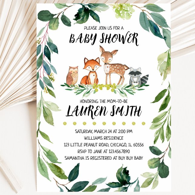 Invitación Ducha de Bebé Bosque Verde (Subido por el creador)