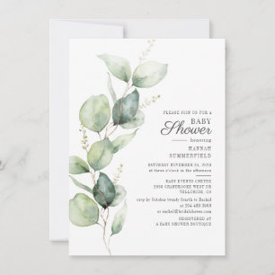 Invitación Ducha de Bebé Botánico Eucalipto Suculento Elegant