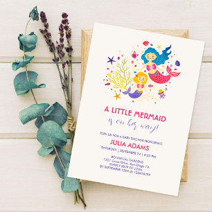 Invitación Ducha de Bebé Brisa Marina de Sirenita
