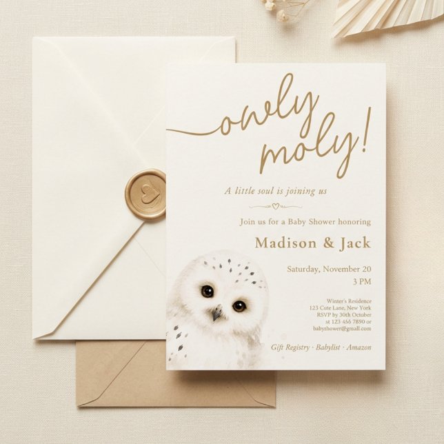 Invitación Ducha de Bebé Búho Moly (Owly Moly Baby Shower Invitation)