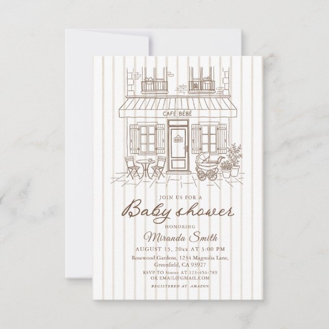 Invitación Ducha de Bebé Café Bebe (Anverso)