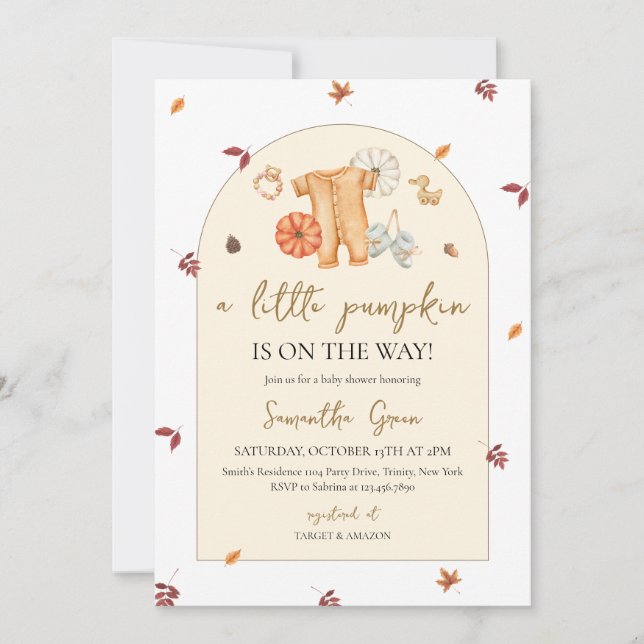 Invitación Ducha de Bebé Calabacita (Anverso)