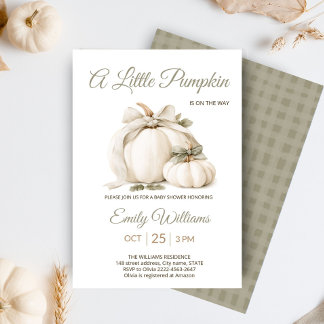 Invitación Ducha de Bebé Calabacita Neutral Crema Lazo