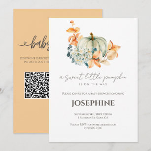 Invitación Ducha de Bebé Calabacita QR Registro