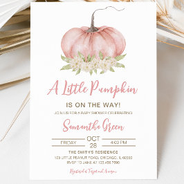 Invitación Ducha de Bebé Calabaza Minimalista Rosa Niña