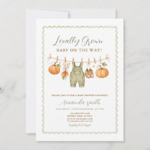 Invitación Ducha de bebé calabaza rústica otoño cultivada loc