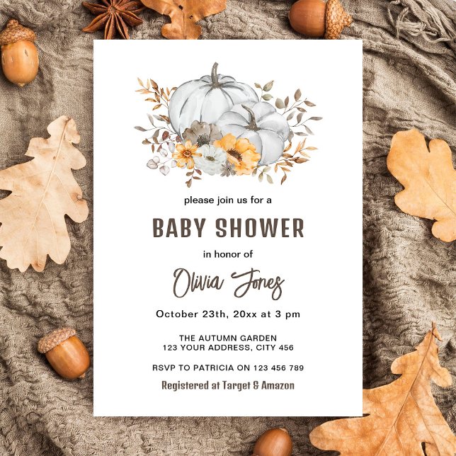 Invitación Ducha de Bebé Calabazas de Otoño (Subido por el creador)