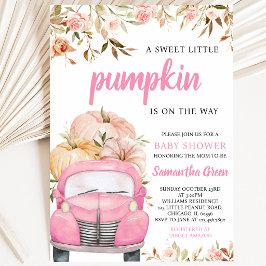 Invitación Ducha de Bebé Camión Calabaza Rosa Niña
