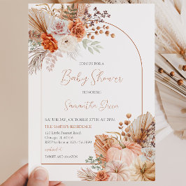 Invitación Ducha de Bebé Camioneta Naranja Calabaza