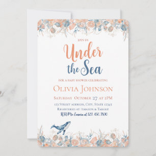 Invitación Ducha de Bebé Caprichosa Acuarela Bajo el Mar