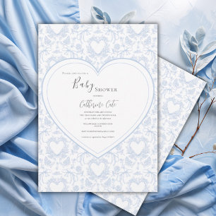 Invitación Ducha de bebé caprichosa de flores azules en forma
