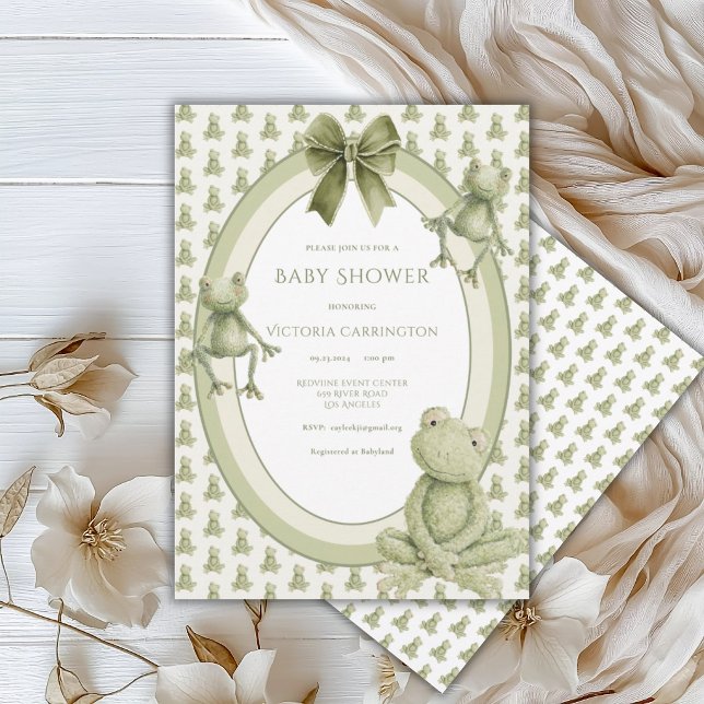 Invitación Ducha de Bebé Caprichosa de Ranas Verdes (Subido por el creador)