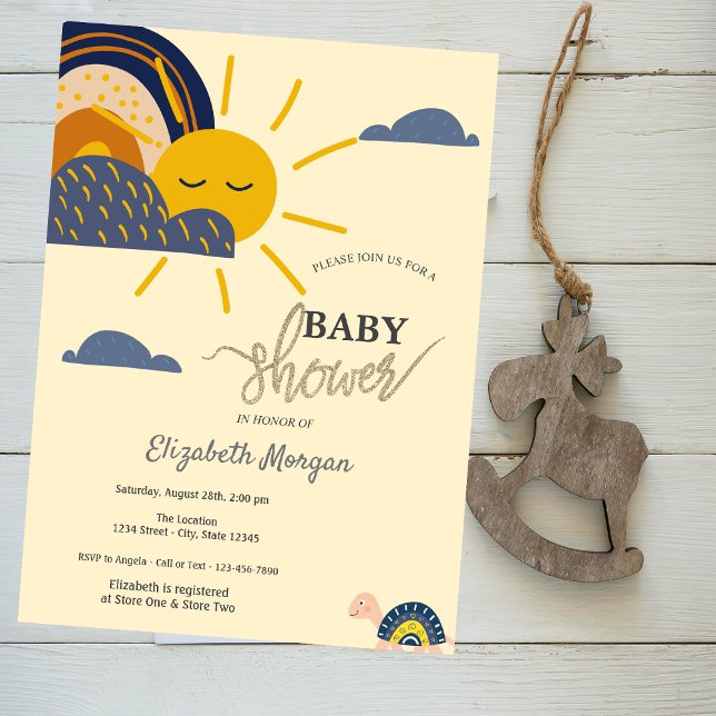 Invitación Ducha de bebé Caracol Arcoíris Nubes Luz del sol  (Subido por el creador)