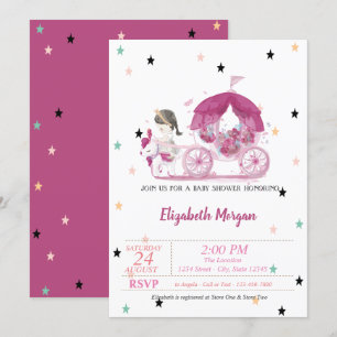 Invitación Ducha de Bebé Carruaje, Estrellas, Princesa
