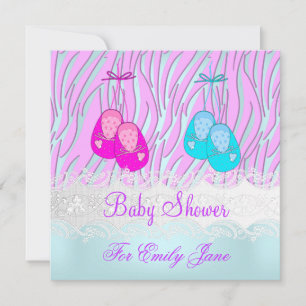 Invitación Ducha de Bebe Cebra Rosa Azul Bebe Niña o Niño