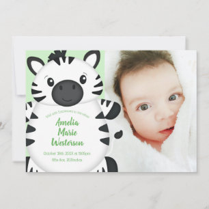 Invitación Ducha de Bebé Cebra Verde