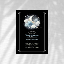 Invitación Ducha de bebé celestial sobre la luna