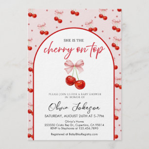 Invitación Ducha de bebé Cereza en la parte superior, Cereza 