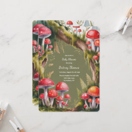 Invitación Ducha de Bebé Champiñón Caprichosa 
