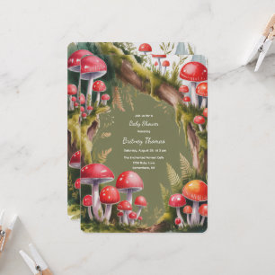 Invitación Ducha de Bebé Champiñón Caprichosa 